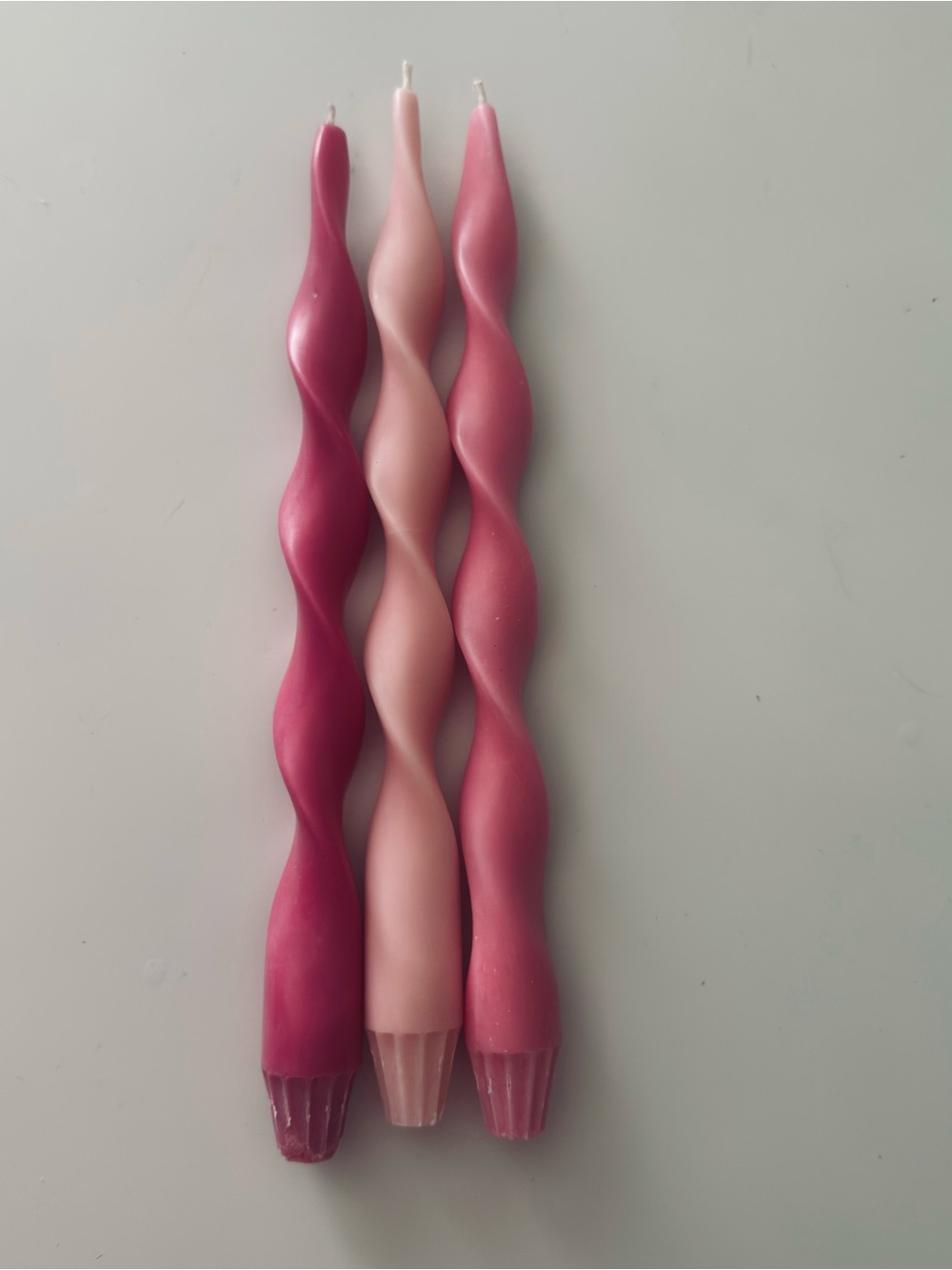 Pink Twist Candles set of 3